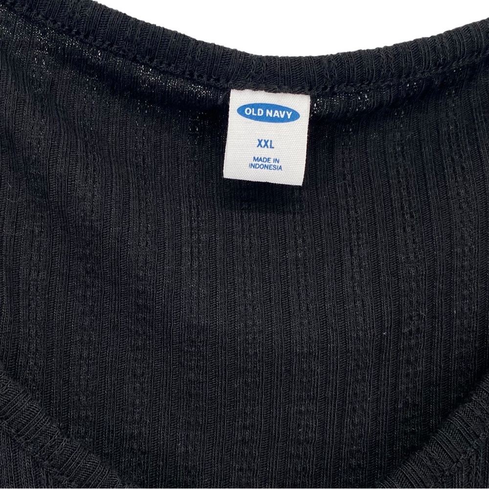 Old Navy Women’s Linen Blend Black Ribbed Ruffle Tank Top - Picture 3 of 7